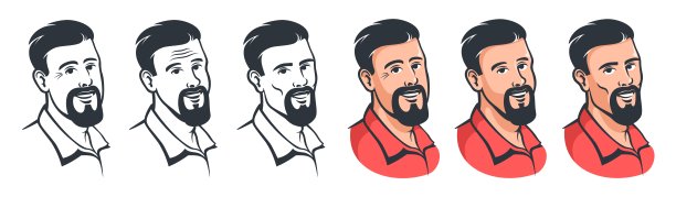 复古风格的胡须男面部合集图片下载