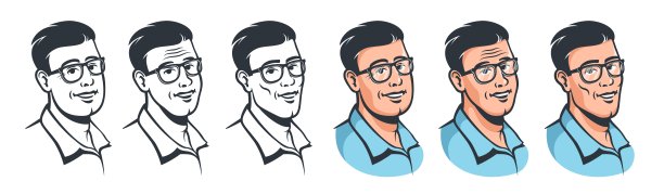 戴眼镜的男人的脸设置在复古风格图片下载