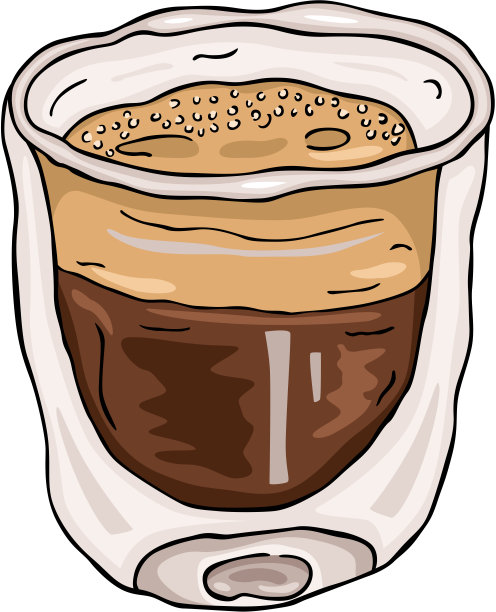 玻璃杯与咖啡隔离白色图片下载