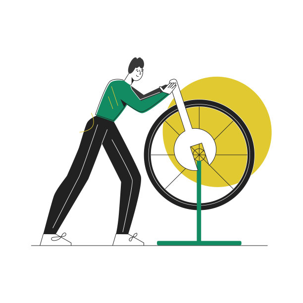 年轻人修理自行车现代平面矢量插图孤立在白色背景图片下载