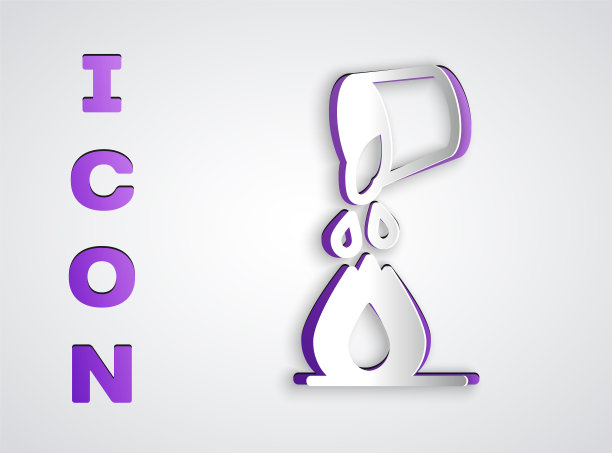 灰色背景上的水桶灭火剪纸图标。纸艺风格。矢量图片下载