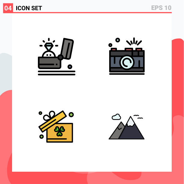 4主题填充线平面颜色和可编辑图片下载