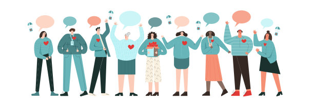 一套志愿者平面矢量插图慈善和捐赠的概念图片下载