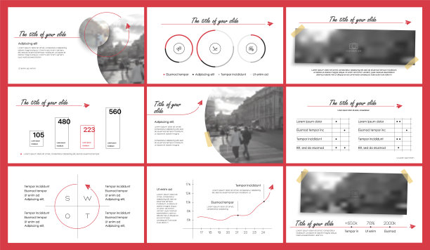 白色背景上的红色表示模板元素。向量信息图。图片下载