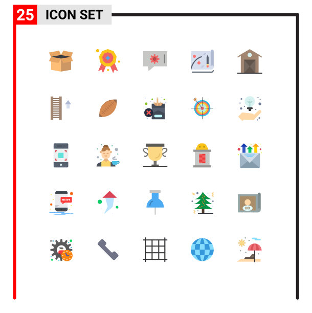 在梯子屋的网格上设置25种平面颜色图片下载