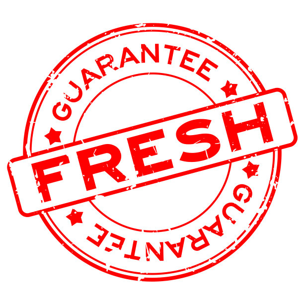 垃圾新鲜保证字圆形橡胶印章上的白色背景图片下载