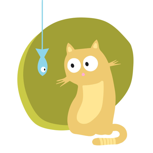 可爱的猫看鱼的图标图片下载