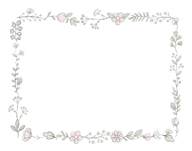 水彩花卉矩形框架与各种花，叶和植物图片下载