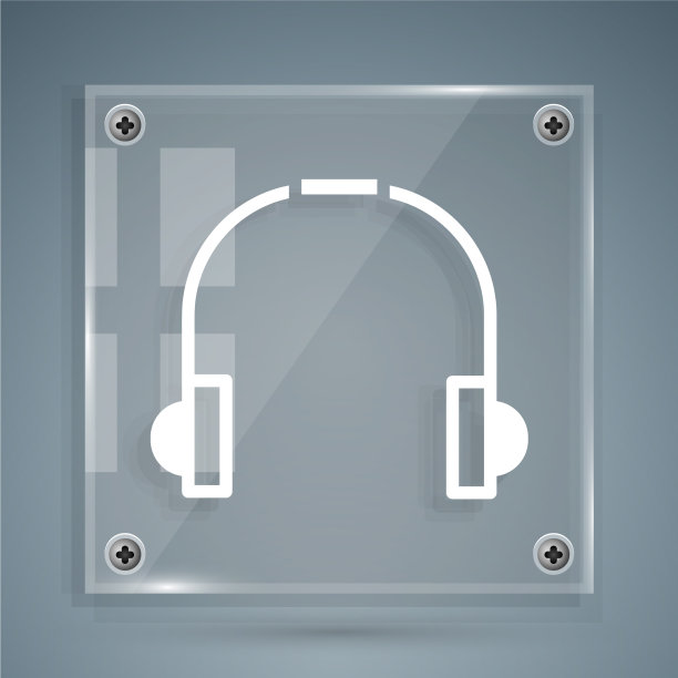 白色耳机图标孤立在灰色背景图片下载