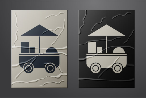 白色快餐车图标孤立图片下载