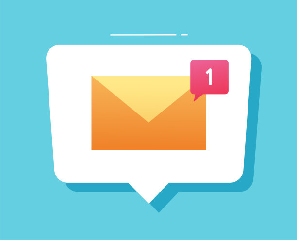 白色新的电子邮件矢量通知图标或新的电子邮件消息通知气泡，现代收件箱传入数字未读信插图设计图片下载