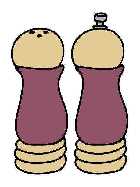 手绘矢量插图的盐和胡椒瓶在颜色图片下载