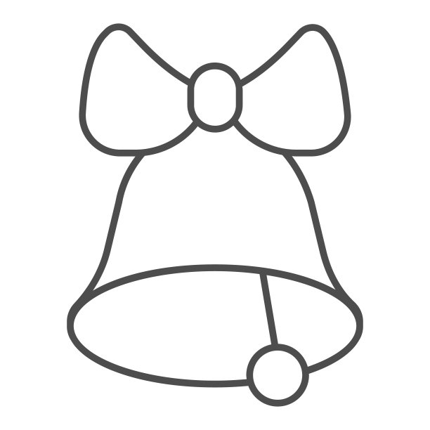 钟与弓细线图标，学校概念，学校钟标志上的白色背景，知识日假日图标在轮廓风格的移动概念和网页设计。矢量图形。图片下载