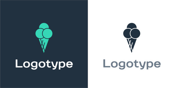 标志型冰淇淋在华夫蛋筒图标孤立上图片下载