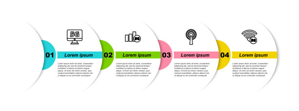 设置5G网络线路监视器，天线和。业务信息模板。向量图片下载