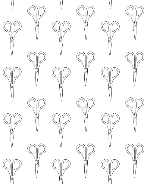 矢量无缝模式手绘涂鸦素描剪刀图片下载