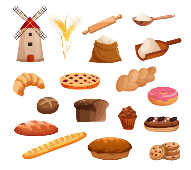 设置单一颜色的图标菜单面包店图片下载