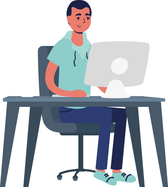 桌上有电脑设计的人图片下载