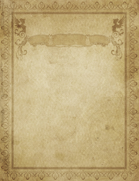 旧纸背景与复古的边界和旗帜。图片下载