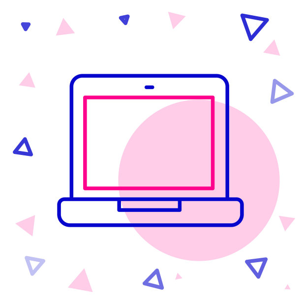 线笔记本电脑图标隔离在白色背景图片下载