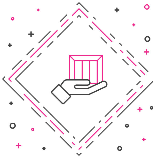 线交付手与纸板箱图标图片下载