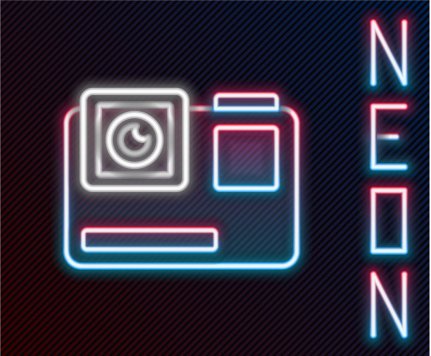 发光的霓虹灯线行动极端的相机图标图片下载