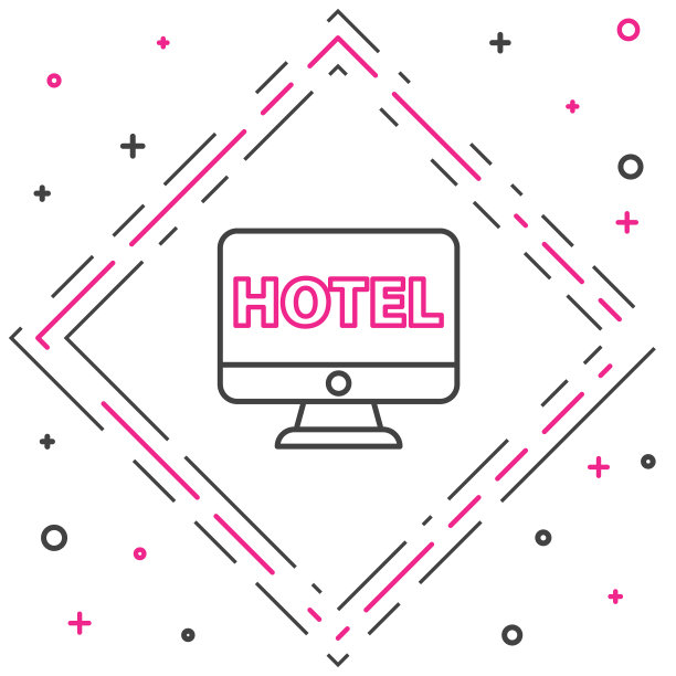 在线酒店预订图标孤立在白色上图片下载