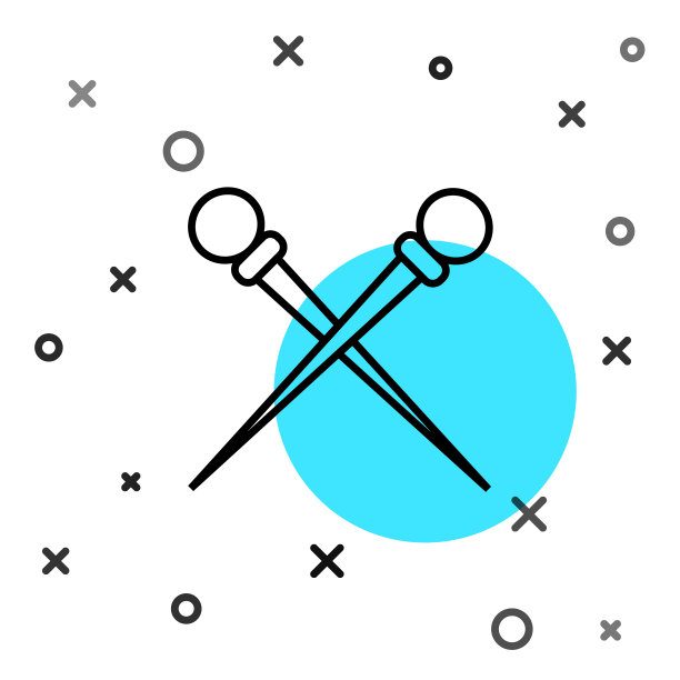 黑线编织针孤立在白色图标上图片下载