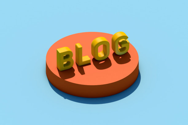 黄色博客文字在蓝色背景图片下载