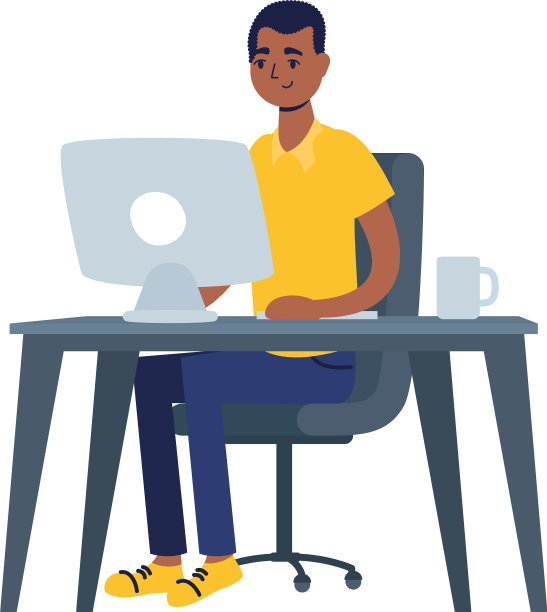 桌上有电脑设计的人图片下载