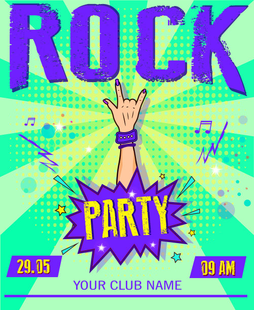 摇滚派对海报性感的年轻女孩在棒球帽图片下载