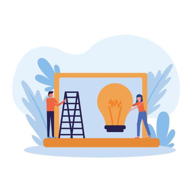 女人和男人的化身有灯泡和梯子图片下载