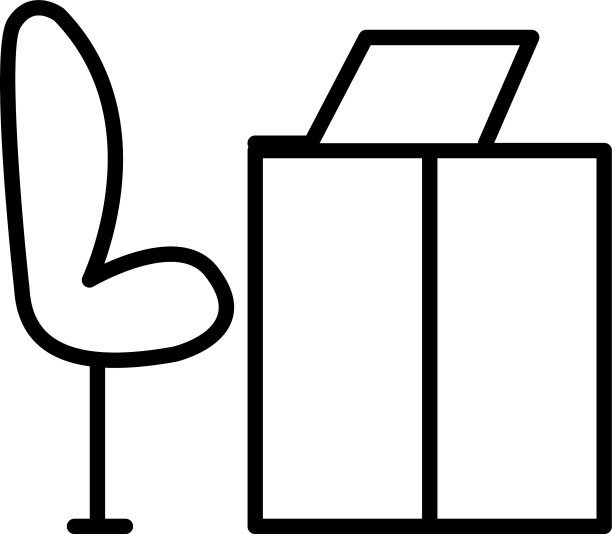 带笔记本电脑线的办公椅和书桌图片下载