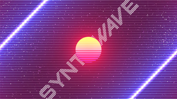 合成波抽象背景复古未来80年代图片下载