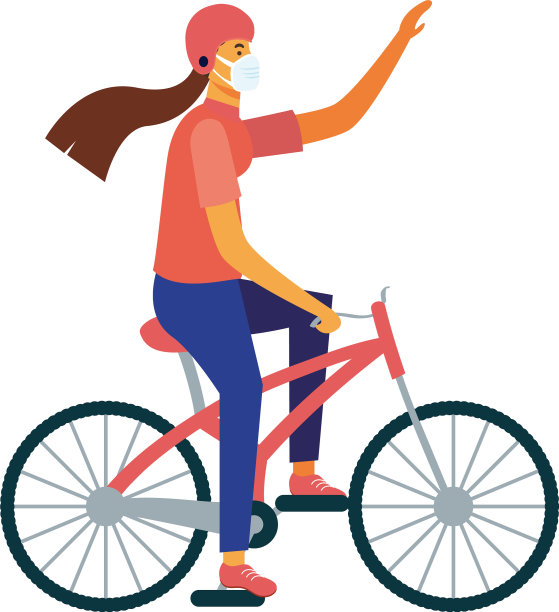 带口罩骑自行车的隔离产妇图片下载
