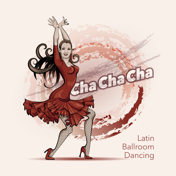 一张穿着红色裙子的拉丁舞会女郎的海报图片下载