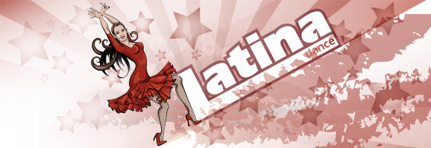 一张穿着红色裙子的拉丁舞会女郎的海报图片下载