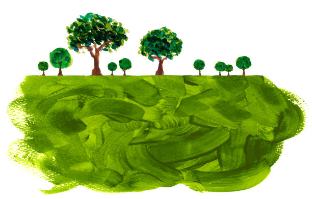 用颜料画的树的风景图片下载