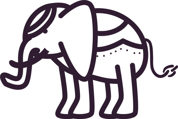印度大象线条风格的图标设计图片下载