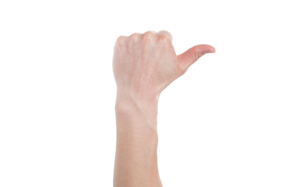 男性的手放在白色的背景上就像。本空间图片下载