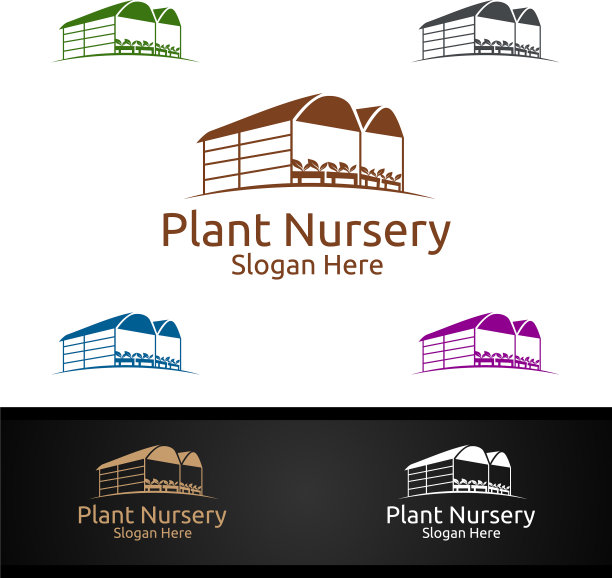 植物苗圃园丁标志与绿色花园图片下载