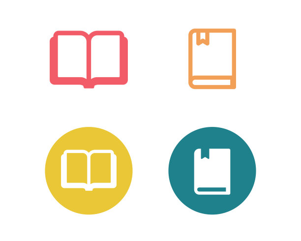 设置各种书籍图标。这是一个简单而扁平的插图，用于学习，阅读和笔记本。图片下载