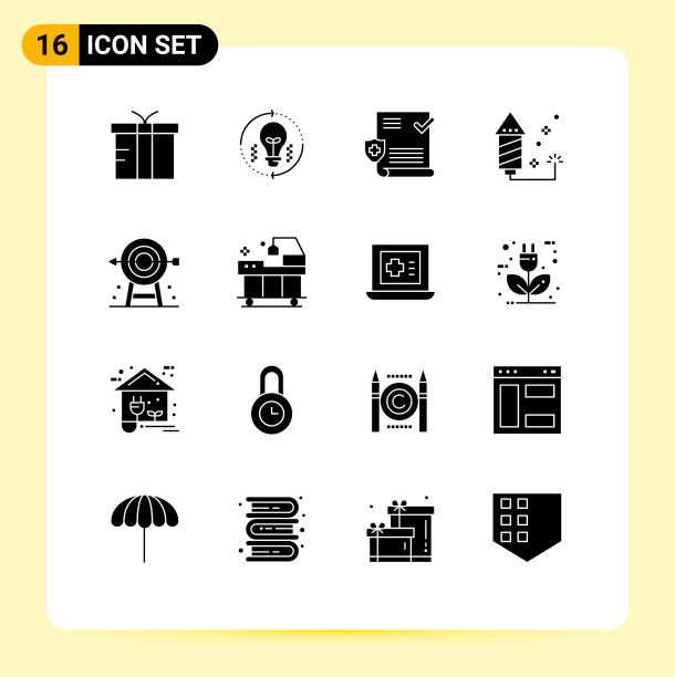 设置16个现代UI图标符号标志图片下载