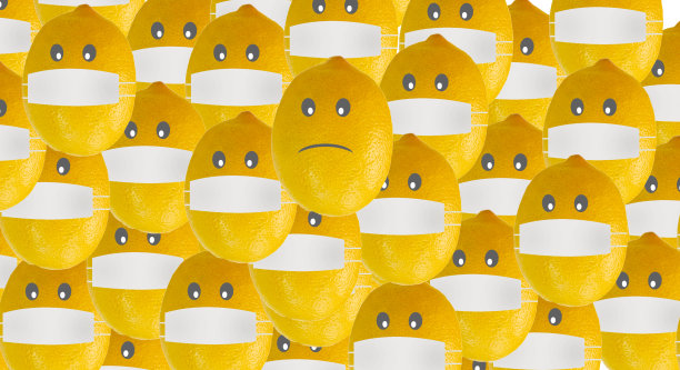 卡通柠檬戴着防护面具图片下载