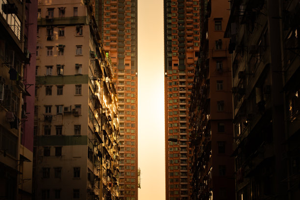 建筑立面在香港，住宅房地产图片下载