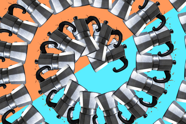 彩色图案的咖啡机-库存照片图片下载