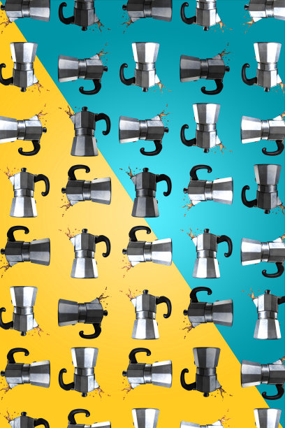 彩色图案的咖啡机-库存照片图片下载