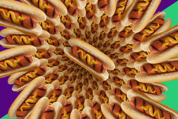 彩色图案的热狗-股票照片图片下载