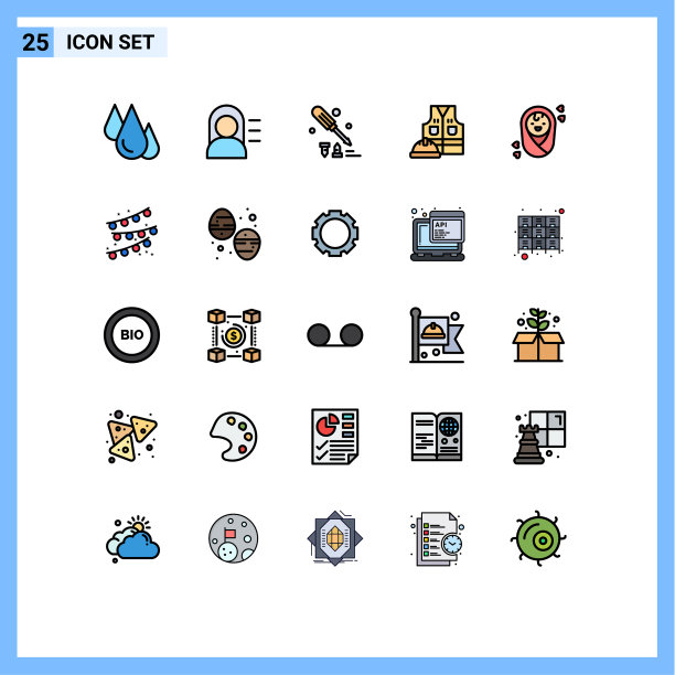 用户界面包25基本填充线平图片下载