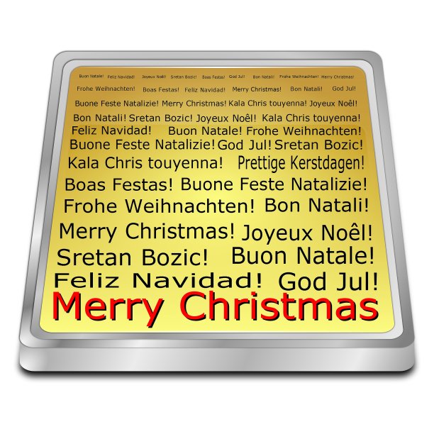 圣诞快乐单词云- 3D插图图片下载